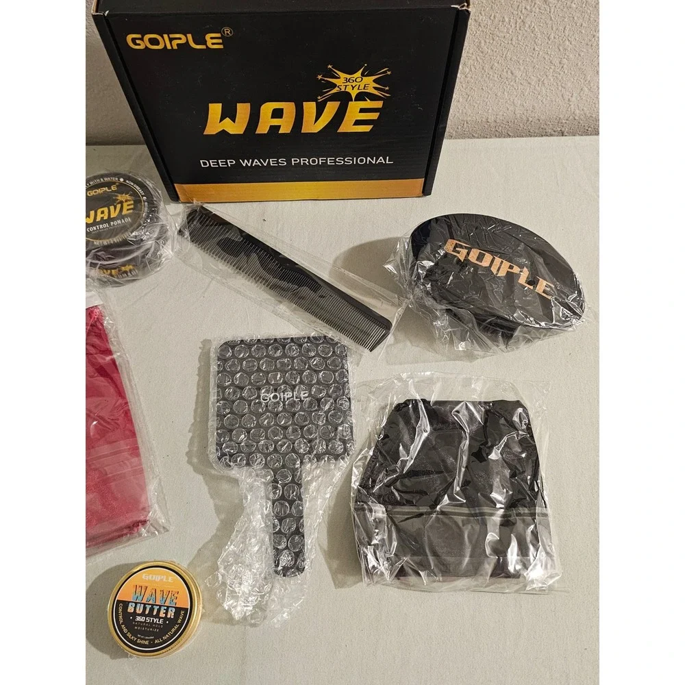 Goiple 360 Style Deep Waves Professional Pomade Set Durags Brush Mirror Kit Men